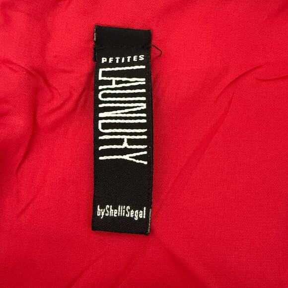 90s Vintage LAUNDRY  | Red Silk Embroidered Square Neck Cocktail Dress 8 Petite - Picture 8 of 10